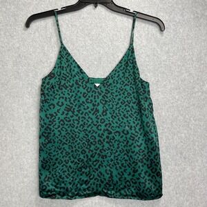 Cami NYC The Olivia Silk Charmeuse Camisole Womens XS Green Leopard Print‎